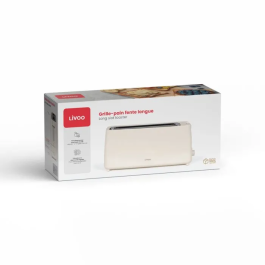 Grille-pain Livoo DOD168C Longues Fentes, 900 W, Thermostat 7 Niveaux, Blanc Cassé - Idéal Grandes Tranches