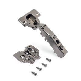 Emuca Lot de 20 charnières droites X91N avec embases à visser, Hauteur 0, Acier, Titane