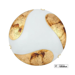 RABALUX Lampe de Plafond "Art Gold" 2xE27 IP20 RAB-1942, Lustre Classique en Verre Blanc et Doré, Diamètre 40 cm