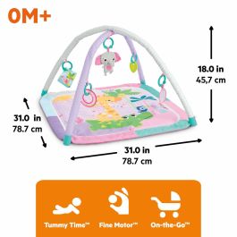 Bright Starts Tapis d'éveil pliable Rose jungle avec arche et jouets sensoriels/musicaux, miroir
