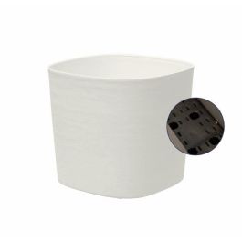 Pot avec réserve d'eau - GARDEN ID Respect - Blanc 20 x 20 cm - avec 100% déchets ménagers et 100% recyclable -  Surface structurée