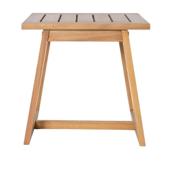 Cali Salon de jardin en bois d'Acacia FSC 2 personnes, 2 fauteuils et table basse carrée avec coussins polyester Gris