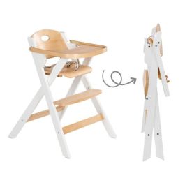 Chaise haute pliable - ROBA - FOLD UP SMART - Plateau repas + harnais de sécurité - Bois / Blanc