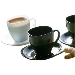 Lot de tasses avec soucoupes Luminarc Carine N&b Blanc Noir verre 220 ml (12 Pièces)
