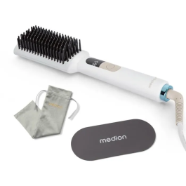 Medion MD19859 Brosse lissante chauffante en céramique/tourmaline - 46 W - 5 niveaux température 165 à 210°C - Fonction ionique - Arrêt automatique - Blanc Precio: 89.808. SKU: B1E9JRS5LN