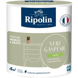 Ripolin Peinture pour Meubles et Objets Vert Gaspésie Satiné 0.5 L - Application sans sous-couche, pour intérieur et extérieur, à base d'ingrédients biosourcés Precio: 39.228. SKU: B174MZC8QY