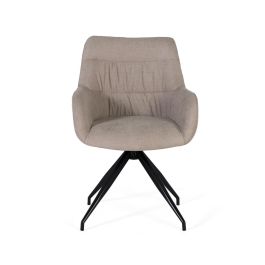 GINER Y COLOMER - Lot de 2 chaises de bureau pivotantes avec dossier rembourré en tissu gris et piètement en acier noir - Bureau - Rotation 360°