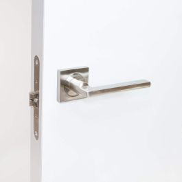 HERRAJES ALK Poignée de porte Rental Aluminium Nickel Satiné Rosace Carrée 50x50mm