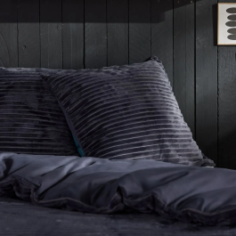 Today - Parure de lit côte polaire Bien au Chaud - Gris anthracite - 240x220 cm + 2 taies - 2 personnes - Polyester - Collection cozy