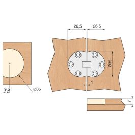 ALK Bisagra para puertas abatibles modelo ELBA acabado latonado apertura 180° zamak