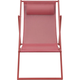 KAKI PAROS Chaise longue pliable de jardin, structure en acier, dimensions 63x104x85 cm, tissu Terracotta Textilene 2x1 - 5 kg