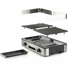 Domo DO9259G Barbacoa de sobremesa Genius, 2 zonas de cocción, Termostato regulable, 2400 W