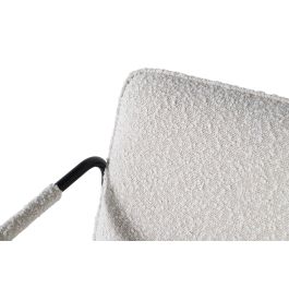 GINER Y COLOMER Tapiza2 - Lot de 2 fauteuils design en tissu beige avec coussin et structure en fer noir mat