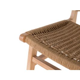 GINER Y COLOMER - Lot de 2 chaises en bois de caoutchouc avec assise en fibre synthétique tressée - Design contemporain - Couleur naturelle - 86 x 57 x 50 cm