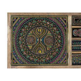 GINER Y COLOMER Buffet en bois de manguier, 2 portes et 4 tiroirs multicolores, peinture à la main, dimensions 107x33x73 cm