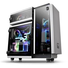 Thermaltake Level 20 TG Tour PC Gaming Ultra Tower avec Panneaux en Verre Trempé, Éclairage RGB, 3 Ventilateurs 140 mm, Compatible ATX/EATX, Noir/Gris/Aluminium
