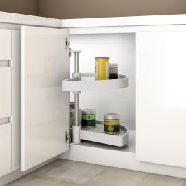 Emuca jeu de plateaux rotatifs Shelvo 1/2 lune, pour module de 800mm, plastique et aluminium, blanc