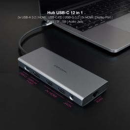 Hub USB NANOCABLE Hub 12en1 Gris 18 cm