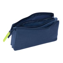Trousse Fourre-Tout Triple Munich Blue indigo Bleu 22 x 12 x 3 cm