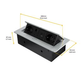 Emuca Multiconnecteur Atom 26 A+C pour bureau, EU, Peint en aluminium, Acier et Plastique et Zamak.