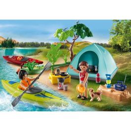 Playmobil 71425 La Famille et le Magasin - 3 Figurines, 3 Vélos, Accessoires - Camping World