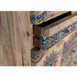 GINER Y COLOMER Commode 11 tiroirs en bois de manguier massif peint à la main - Meuble artisanal unique