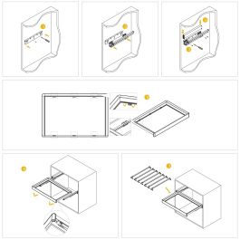 Emuca Kit de porte-pantalon à 7tringles et rack ajustable Quartz pour armoires, glissières extension totale et à fermeture douce, Module 80cm, Finition Titane