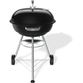 Weber Compact Kettle - Barbecue à Charbon Ø57 cm, Acier Émaillé, Grille de Cuisson Acier Chromé, Clapet d'Aération, 9 Couverts, Noir