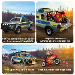 Playmobil Camioneta de Policía con Moto y Figuras 71875, Juguete de Acción Urbana para Niños a Partir de 4 Años, 39 Piezas