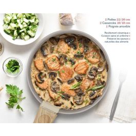 Batterie de cuisine - Tous feux dont induction - ARTHUR MARTIN - AM9192 - Aluminium revetement céramique - 5 pieces - Taupe