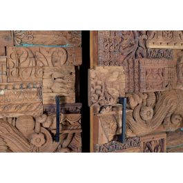 GINER Y COLOMER Armoire 2 portes en bois de manguier avec détails en bois récupéré, finition naturelle - 180 x 90 x 50 cm