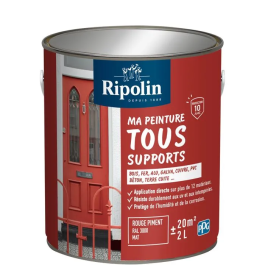 Ripolin - Peinture multi-supports rouge piment RAL 3000 mate - Protection UV, intempéries et corrosion - Pour bois, métal, béton, PVC - Pot de 2 litres Precio: 84.084. SKU: B13BNAEFHW