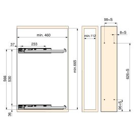 Emuca porte-bouteilles extractible SupraMax avec fermeture à amortie, gauche, 3 plateaux, module 150mm, Acier, Chromé