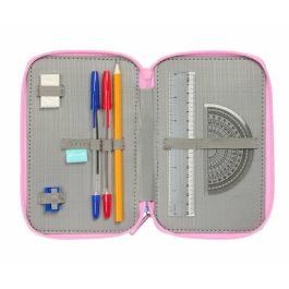 Pochette à crayons triple Stitch Bleu 12,5 x 19,5 x 5,5 cm 37 Pièces