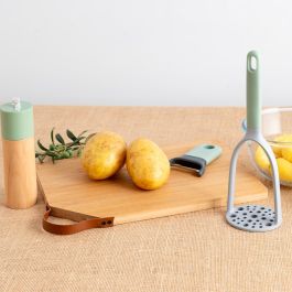 Tabla Bambú y Asa Simil Cuero Ozon Quid 33x23 cm (12 Unidades)