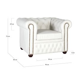 GINER Y COLOMER Canapé 1 place Chesterfield en cuir capitonné blanc - Sofa design et intemporel