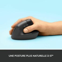 Logitech Souris Verticale Ergonomique Lift pour Droitier, Optique, RF Sans Fil + Bluetooth, 4000 DPI, Graphite