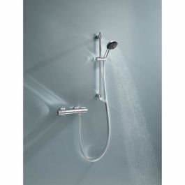Grohe Set de douche thermostatique 34237003 avec mitigeur, 3 jets, barre 60cm, flexible, finition Cromo