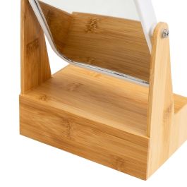 Miroir Grossissant Blanc Naturel Bambou Verre polystyrène 16 x 10 x 24 cm