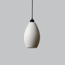 Lampe Suspendue Paval Blanc/Fleuron Noir/Câble Noir