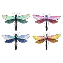 Décoration murale Home ESPRIT Jaune Bleu Vert Lila Shabby Chic Libellule 46 x 1 x 31 cm (4 Unités)