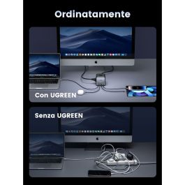 UGREEN DigiNest Cube Multiprise 3 prises AC + 2 ports USB-C + 2 ports USB-A Charge Rapide 65W 1.8m Gris/Noir