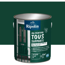 Ripolin - Peinture Multi-supports Mat 2L, Vert Basque RAL 6005 - Pour Bois, Métal, Béton, PVC - Résiste aux UV et Intempéries