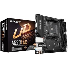 Gigabyte A520I AC - Carte mère AMD A520 (Socket AM4) mini-ITX, WiFi 5, Bluetooth 4.2, Support AMD Ryzen 5000/3000, DDR4 jusqu'à 5300MHz, 1x M.2, HDMI 2.1, DisplayPort
