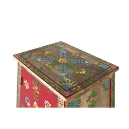 GINER Y COLOMER - Meuble auxiliare en bois de manguier et MDF avec deux portes et un tiroir, peint à la main - Multicolore, meuble décoratif artisanal