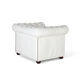 GINER Y COLOMER Canapé 1 place Chesterfield en cuir capitonné blanc - Sofa design et intemporel