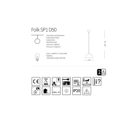 Lampe Suspendue Folk E27 1 Lumière [I-L-174228]