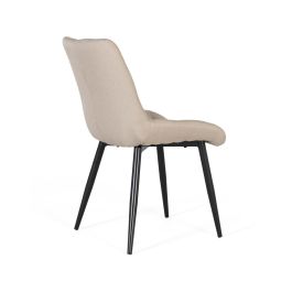 GINER Y COLOMER Lot de 2 chaises rembourrées en tissu beige avec piètement en acier noir et capitonné décoratif