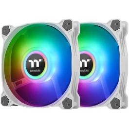 Thermaltake Pure Duo 14 - Pack de 2 ventilateurs 140 mm ARGB PWM, contrôle de vitesse 500-1500 tr/min, 9 LEDs, blanc, pour refroidissement PC
