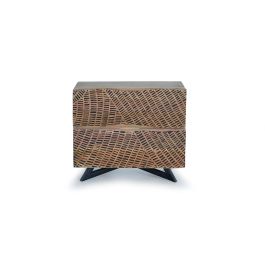 GINER Y COLOMER - Table de chevet en bois d'acacia et pieds métal, tiroir, dimensions: 20 x 57 x 9cm (h) - Teinte naturelle